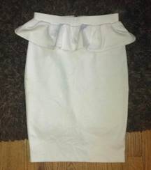 White Peplum Formal Skirt