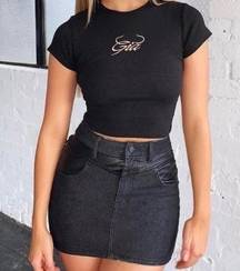 Tiger Mist Black Denim Mini Skirt