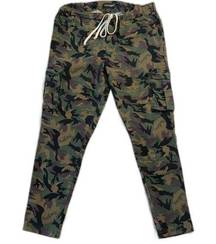 Like An Angel Women's 1X Camo Cargo Pants Stretch Easy on Waist Jogger Green