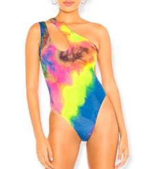 superdown Revolve  Aly Tie Dye One Piece Ribbed Swimsuit