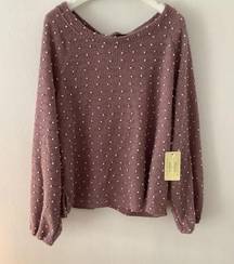 Flower & feather purple sweater