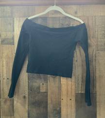 Aeropostale Off Shoulder Ribbed Black Top