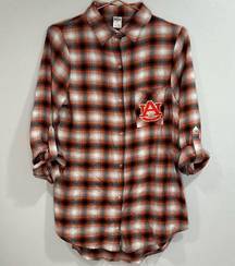 Auburn Tigers Plaid Button Down Embroidered Women's Shirt Size M