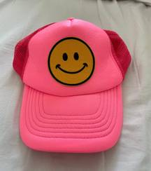 Hot Pink Smiley Trucker Hat