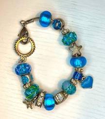 Blue beaded hallmark style bracelet