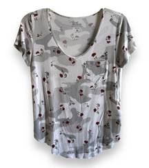 Hollister  Womens Tee Sz XS Gray White Camo Camouflage Flowers Pocket Easy Top