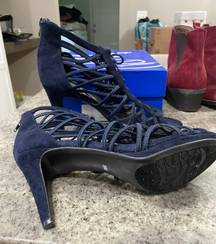 Impo Navy Stretchy Strappy Heels