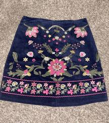 Altar'd State Embroidered Corduroy Skirt