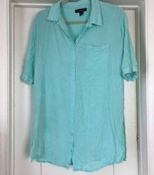 Atmosphere swimsuit beach button down blue gauze coverup womens size med