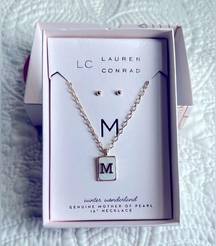 NWT  earrings and M initial necklace