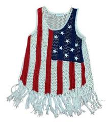 Cloud chaser juniors XL American flag crochet swim cover tank top beach July boa