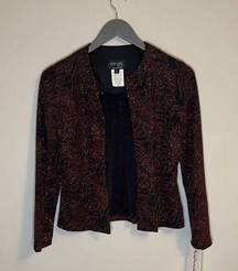 XSCAPE by Joanna Chen. Open Evening Blazer. Size Small Petite. Black/Red