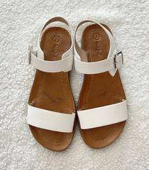 White Faux Leather Flat Sandals