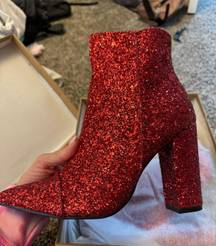 Red Sparkle Ankle Booties