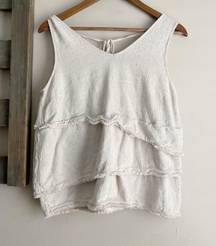 Cream Fringe Flowy Tank Top