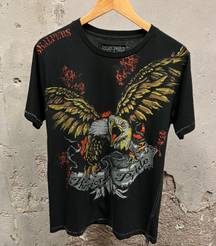 Buckle Skalpers Black Y2K Grunge AOP Eagle Print Short Sleeve T-Shirt Large L