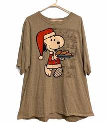 Peanuts Graphic Snoopy Santa Serving Cookies T-shirt.