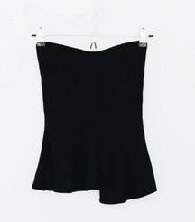 Bershka Strapless Asymmetric Peplum Top