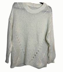 American Eagle  White Crewneck Large Knit sweater Size Small