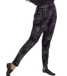 New Womens Metallic Harem Ankle Pants Lux Stretch Fold Down Waist Size M Hip Hop