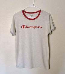 Champion  Athletic Women Medium cream ColorBlock Red Grey Short Sleeve Tee shirt