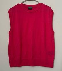 Vintage Longchamp Barbie pink sweater vest merino wool knit