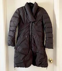 Add Down Quilted Long Puffer Coat Brown