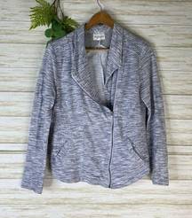 Olive and Oak Light Grey Space Dye Cotton Stretch Moto Jacket