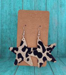 Handmade Star Leopard print  faux leather earrings