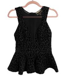 Keepsake The Label Black Leopard Print Peplum Top