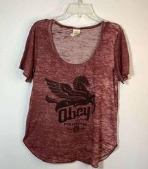 Obey  Pegasus Propaganda Scoop Neck T Shirt Size Small