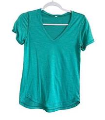 Lululemon  Love Tee Women's 2 Turquoise Short Sleeve Stripe Athletic