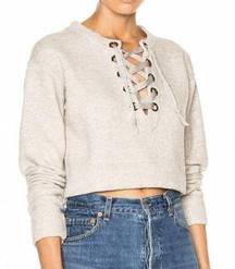 Women’s Mother The Tie Up Easy Crop Beige Sweatshirt 