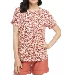 Wonderly Studio Women’s Red Leopard Print Terry Short Sleeve T-Shirt XL