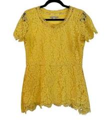 🚨 SALE ‼️ Isaac MIzrahi live! Yellow lace blouse size small