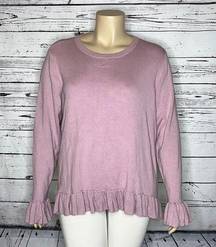 DG2 by Diane Gilman NWT Size 3X Purple Long Sleeve Ruffle Trim Sweater Top