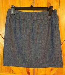 LL Bean Women’s Sz 4 Denim Jean Skirt Fall Script Label Soft Cotton Linen (2522)