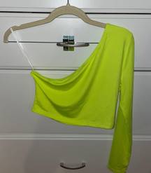 SheIn Neon Green One Shoulder Crop Top