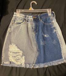 Two Tone Denim Skirt