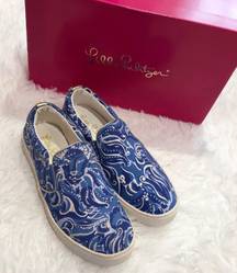 Lilly Pulitzer Julie Slip On Sneakers Whispurr Blue 6