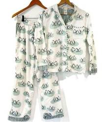 Munki Munki Flannel Pajama Set White Penguins Small
Two Piece in GUC