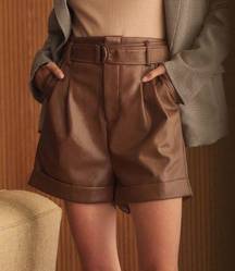 Lulus  vegan brown leather shorts