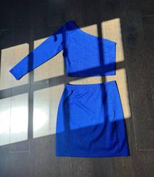 Blue Two Piece Skirt Set