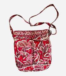 Womens Vera Bradley Red Paisley Rosie Posey Crossbody Purse