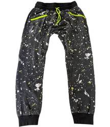 Zumba Pants Womens Small Black Splatter Print Drawstring Waist Joggers Active