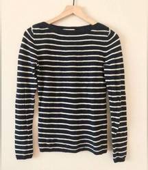 Peck & Peck cashmere sweater navy and white stripe - size S