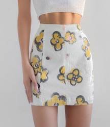 Free People White Yellow Floral Modern Femme Denim Miniskirt 8