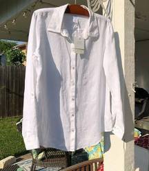 Sigrid Olsen White Linen Button Shirt M