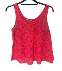 Forever 21  lace cropped tank top- neon pink