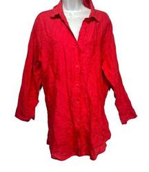 Calzedonia Cobey Red 100% Linen Shirt Dress Size M